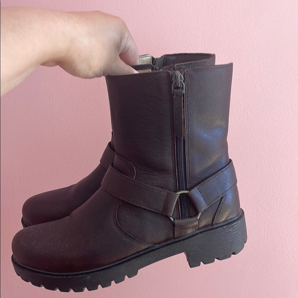 Brown Leather moto Boot